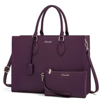 HKM-815251 Multi-Layer Laptop Tote Bag with 7 Pockets for Women - Versatile PU Leather Business Crossbody Messenger Bag