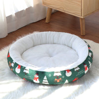 HKM-8152765 Christmas-Themed Warm Pet Bedding for Small and Medium Dogs and Cats - Cozy Nest with Holiday Prints