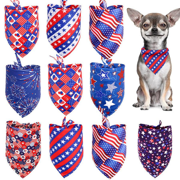 HKM-815443 Independence Day Dog and Cat Bib Towel with Flag Design in Small and Medium Sizes