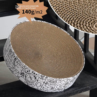 HKM-815507 Extra Large Round Cat Scratching Board Nest in White, Simple Design, 42x42x10cm