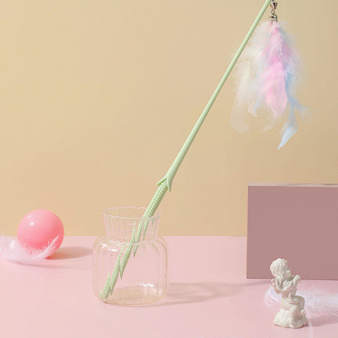 HKM-8155325 Interactive Cat Toy Teaser with Plush Feathers and Bells for Boredom Relief