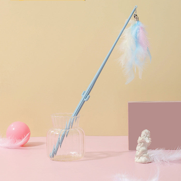 HKM-8155325 Interactive Cat Toy Teaser with Plush Feathers and Bells for Boredom Relief