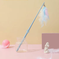 HKM-8155325 Interactive Cat Toy Teaser with Plush Feathers and Bells for Boredom Relief
