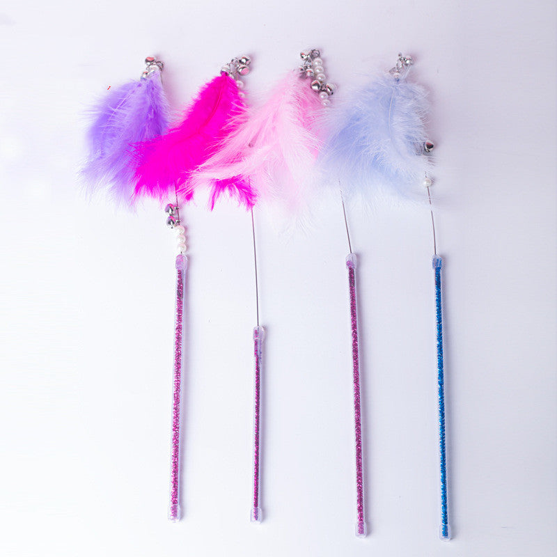 HKM-8155325 Interactive Cat Toy Teaser with Plush Feathers and Bells for Boredom Relief