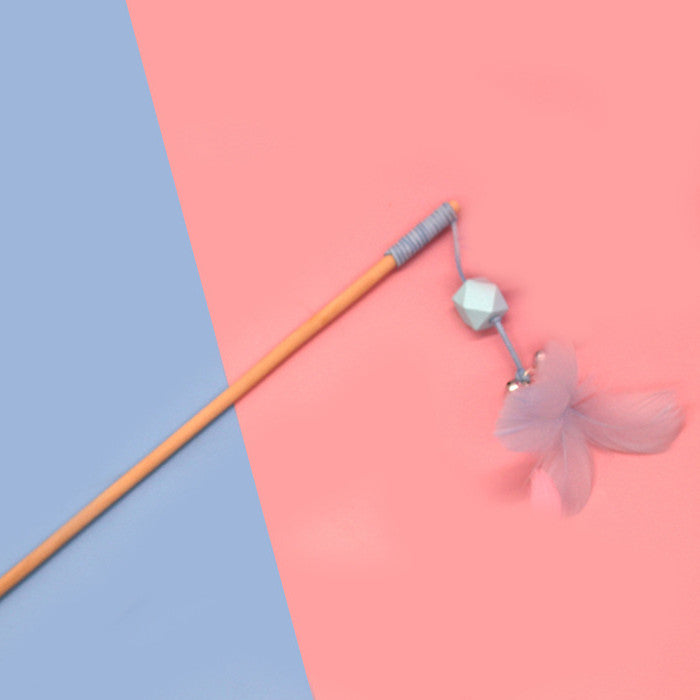 HKM-8155325 Interactive Cat Toy Teaser with Plush Feathers and Bells for Boredom Relief