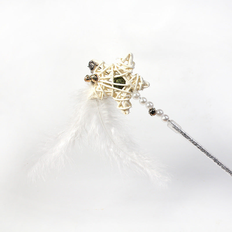 HKM-8155325 Interactive Cat Toy Teaser with Plush Feathers and Bells for Boredom Relief