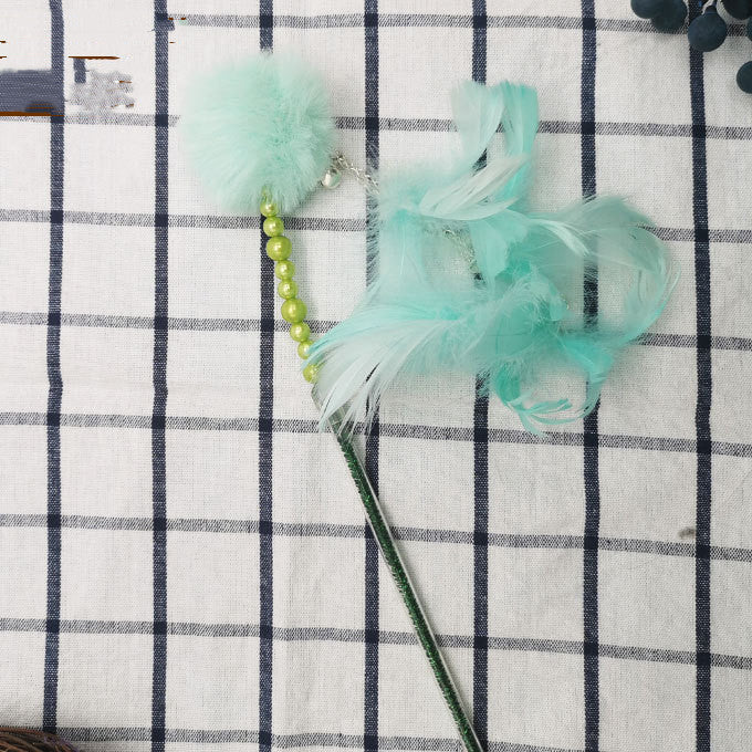 HKM-8155325 Interactive Cat Toy Teaser with Plush Feathers and Bells for Boredom Relief