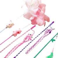 HKM-8155325 Interactive Cat Toy Teaser with Plush Feathers and Bells for Boredom Relief