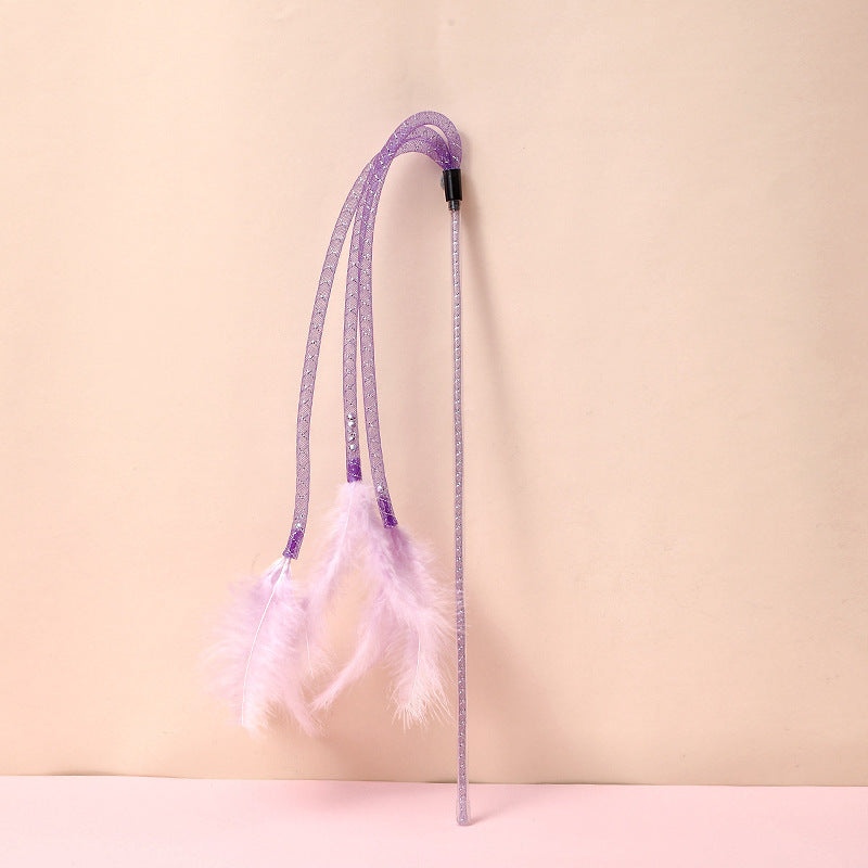 HKM-8155325 Interactive Cat Toy Teaser with Plush Feathers and Bells for Boredom Relief