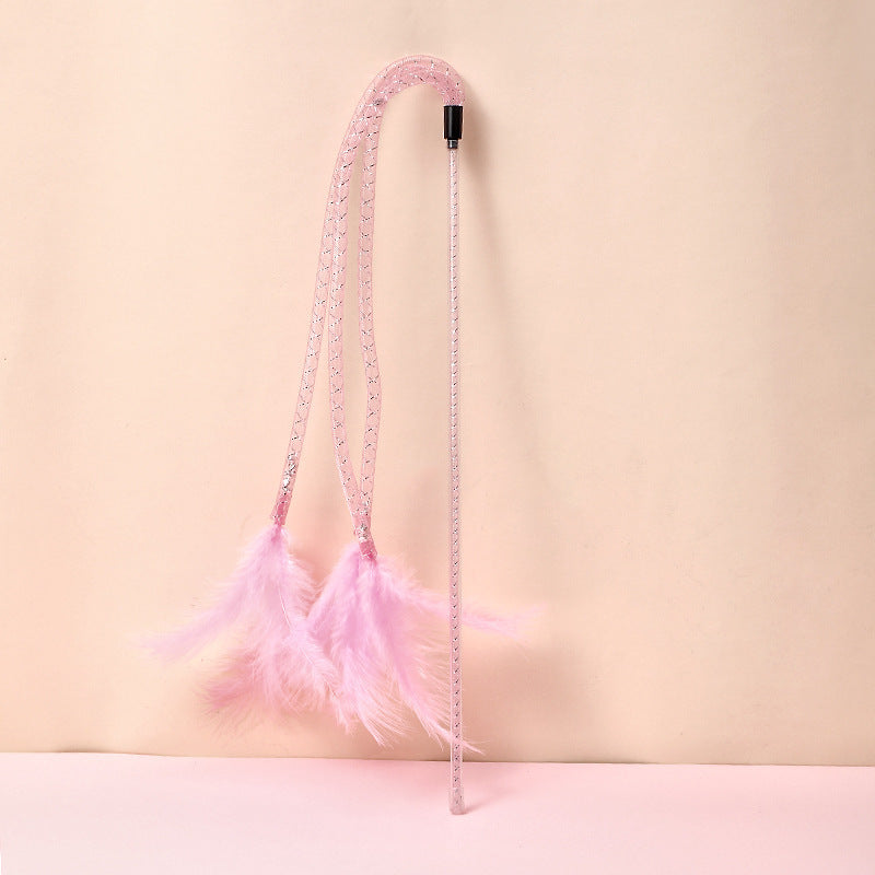 HKM-8155325 Interactive Cat Toy Teaser with Plush Feathers and Bells for Boredom Relief