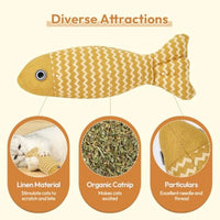HKM-8155965 Catnip Interactive Fish Toys - 3 Piece Set for Indoor Cats and Kittens, Self-Play Exercise Kicker