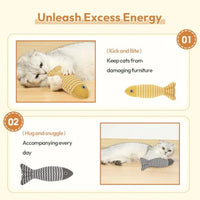 HKM-8155965 Catnip Interactive Fish Toys - 3 Piece Set for Indoor Cats and Kittens, Self-Play Exercise Kicker