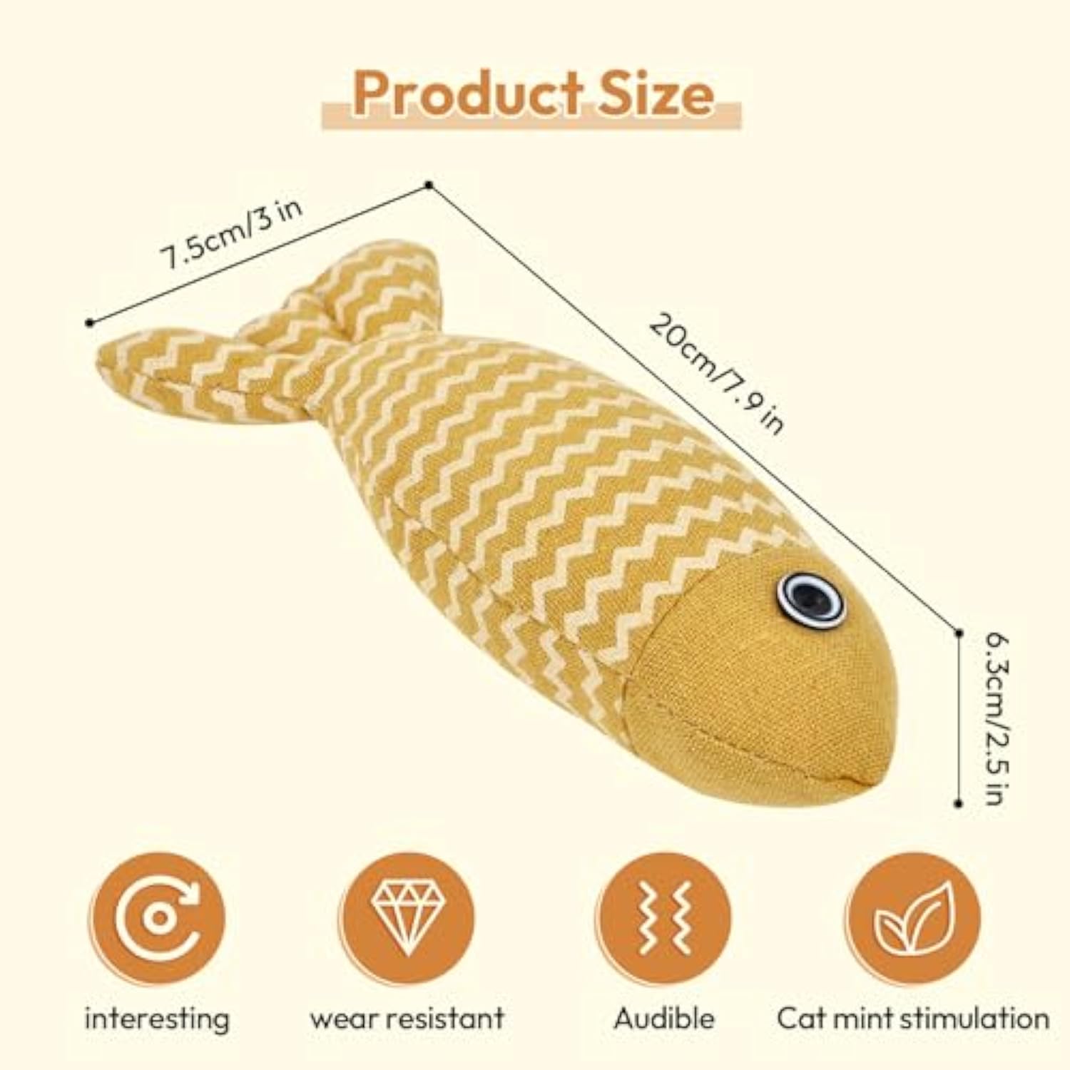 HKM-8155965 Catnip Interactive Fish Toys - 3 Piece Set for Indoor Cats and Kittens, Self-Play Exercise Kicker