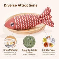 HKM-8155965 Catnip Interactive Fish Toys - 3 Piece Set for Indoor Cats and Kittens, Self-Play Exercise Kicker