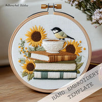 HKM-815635 Bird Sunflower Embroidery Fabric Material Package - Cotton and Linen, Modern Simplicity Design