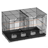 HKM-815635 Spacious 18-Inch Metal Bird Cage with Divider, 5 Perches, 4 Feeding Cups for Parakeets, Canaries, Lovebirds, and Cockatiels