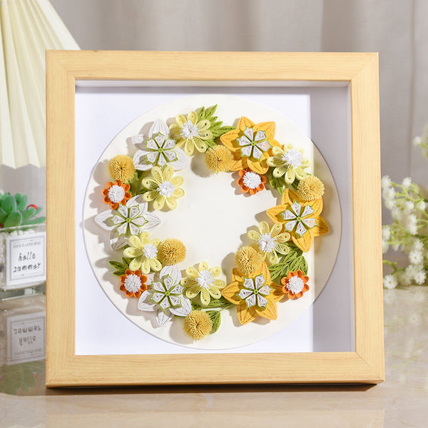HKM-815699 Handmade Quilted Paper Painting Garland with Frame - Creative Craft Art 20cm x 23cm
