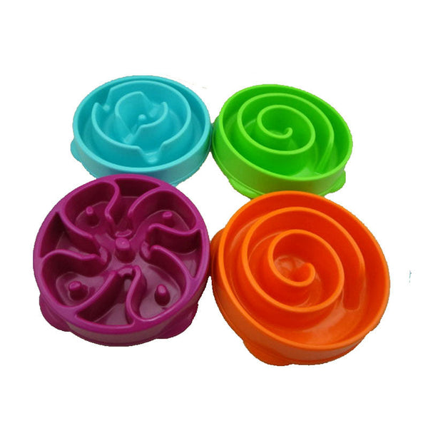 HKM-8158269 Slow Feeder Dog Bowl - Durable Plastic Pet Dish for Controlled Eating