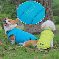 HKM-8158909 Thickened Waterproof Double-Sided Reflective Outdoor Pet Jacket in Blue and Green