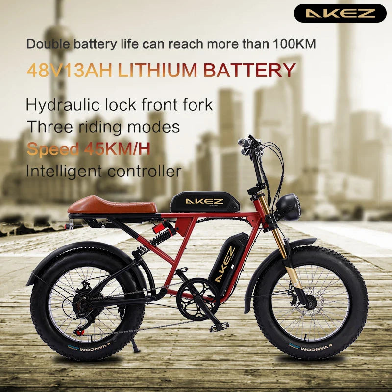 HKM-816019 High-Performance 48V 1500W Fat Tire Electric Bike with 36Ah Removable Battery and 7-Speed Gears