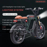 HKM-816019 High-Performance 48V 1500W Fat Tire Electric Bike with 36Ah Removable Battery and 7-Speed Gears