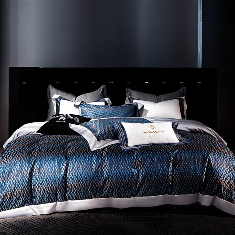 HKM-816019 Long-staple Cotton Jacquard Four-Piece Bedding Set - Available in Multiple Sizes