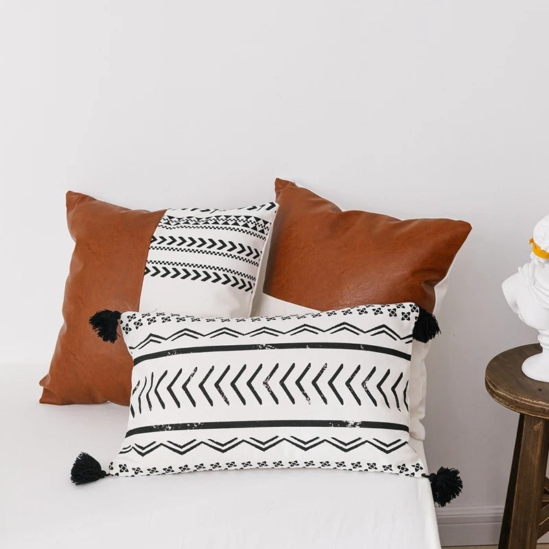 HKM-816083 Double Sofa Cushion with Cotton Canvas Cover and PP Cotton Filling - 45x45cm & 35x50cm Long Pillow
