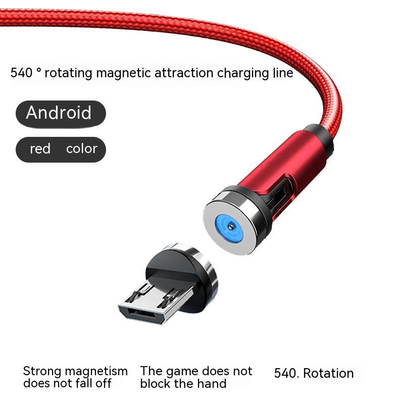 HKM-816083 Magnetic 540° Rotating Charging Cable - 3-in-1 Type-C, Micro USB & 8Pin Compatibility, 1m Length