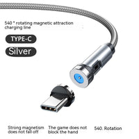 HKM-816083 Magnetic 540° Rotating Charging Cable - 3-in-1 Type-C, Micro USB & 8Pin Compatibility, 1m Length