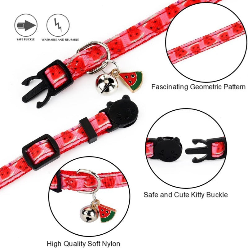 HKM-8162237 Adjustable Geometric Pattern Pet Collar in Multiple Colors - Universal Fit for All Seasons