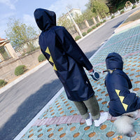 HKM-8162621 Lightweight Waterproof Pet Parent-Child Dinosaur Raincoat - Blue & White, Various Sizes Available