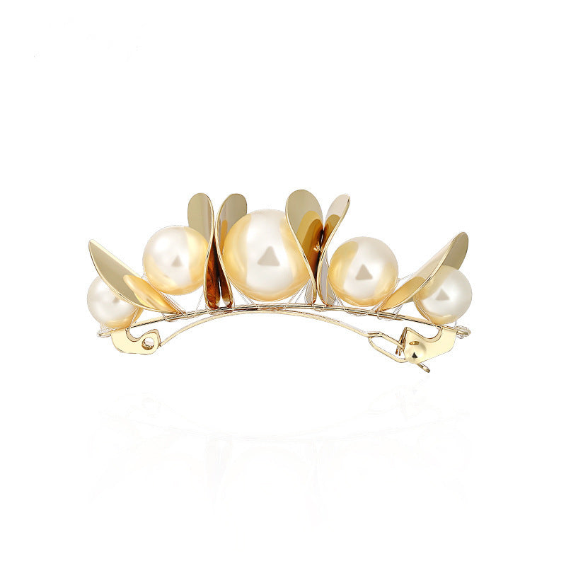 HKM-816275 Elegant Geometric Alloy Hair Clip with Diamond Finish - 6.7 x 2 cm