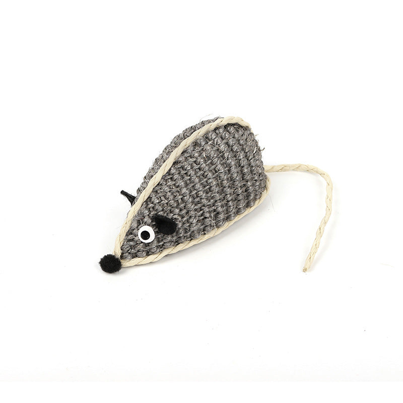 HKM-8162877 Multicolor Sisal Cat Mouse Toy - Set of 3 Fun Playful Toys