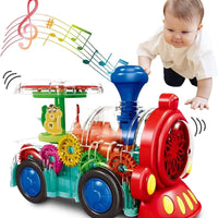 HKM-816339 Transparent Electric Gear Train Toy for Kids, Ages 0-7, Plastic, Educational Plaything