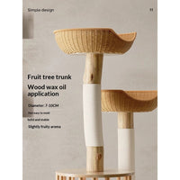 HKM-8163517 Solid Wood Cat Climbing Frame with Sisal-Covered Tree Trunk and Cat Bed
