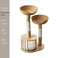 HKM-8163517 Solid Wood Cat Climbing Frame with Sisal-Covered Tree Trunk and Cat Bed
