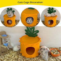 HKM-8164285 Carrot-Shaped Felt Hamster House for Syrian Hamsters and Gerbils - Easy to Clean Hideaway for Sleeping and Hiding