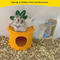 HKM-8164285 Carrot-Shaped Felt Hamster House for Syrian Hamsters and Gerbils - Easy to Clean Hideaway for Sleeping and Hiding