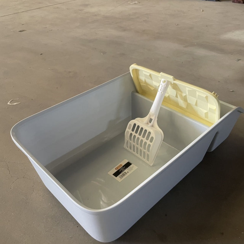 HKM-8165693 Compact Square Cat Litter Box for Convenient and Clean Pet Care
