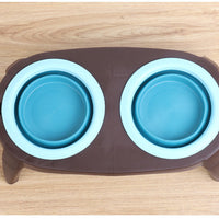 HKM-8166205 Portable Double Pet Bowl with Convenient Folding Design - Made of Durable PP and TPR Materials