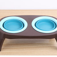 HKM-8166205 Portable Double Pet Bowl with Convenient Folding Design - Made of Durable PP and TPR Materials