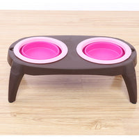 HKM-8166205 Portable Double Pet Bowl with Convenient Folding Design - Made of Durable PP and TPR Materials