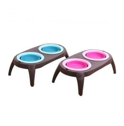 HKM-8166205 Portable Double Pet Bowl with Convenient Folding Design - Made of Durable PP and TPR Materials