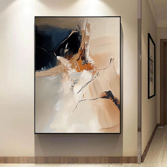 HKM-816787 Handmade Modern Abstract Oil Painting on Canvas in Morandi Colors - Unstretched Art for Home Decor