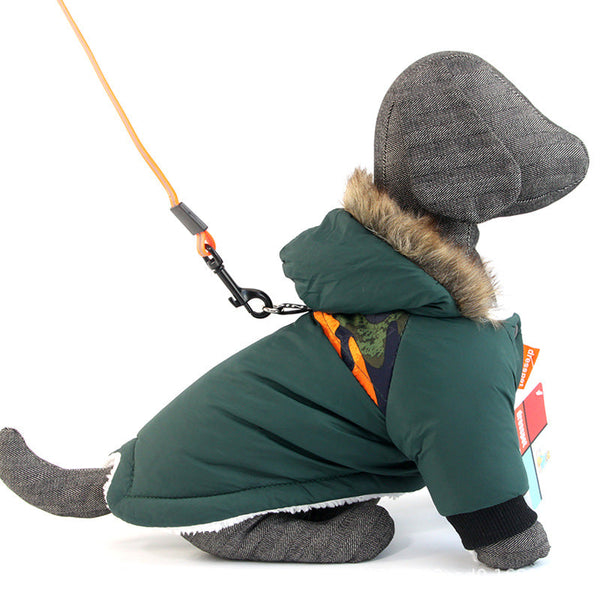 HKM-8168381 Warm Cotton Vest Hoodie for Dogs - Plush Two-Legged Jacket in Multiple Colors and Sizes