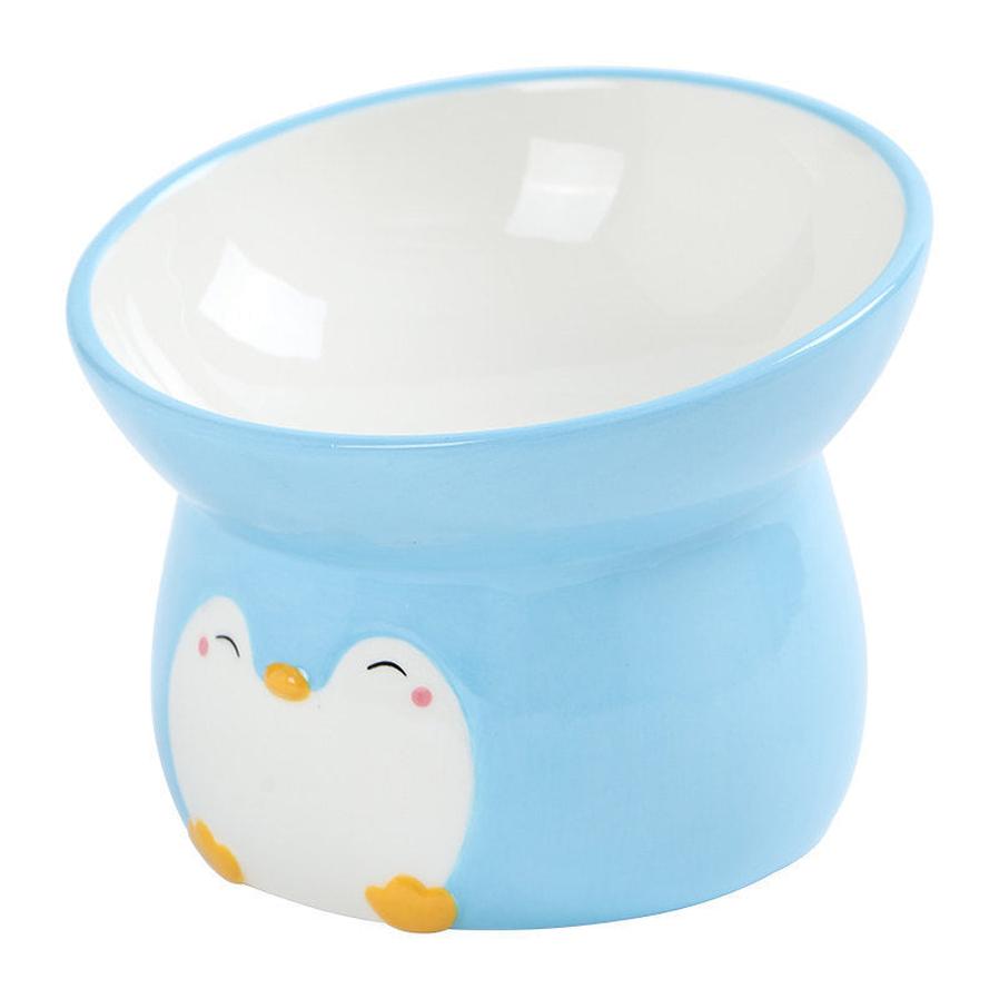 HKM-816851 Ceramic Oblique Mouth Cat Food Bowls with Slow Feeding Design and Easy-to-Clean Finish