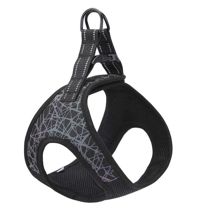 HKM-8169277 Adjustable Dog Leash Vest in Blue and Green, Sizes S to XL, Made of Polyester and Nylon