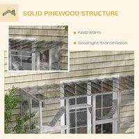 HKM-8170045 Gray Outdoor Cat Enclosure Window Box with Shelves, Bridges, and Ramps for Multiple Cats