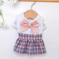 HKM-8170557 Sweet Pink Checkered Princess Skirt for Female Dogs - Spring Summer Style