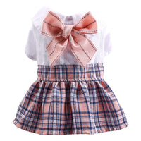HKM-8170557 Sweet Pink Checkered Princess Skirt for Female Dogs - Spring Summer Style